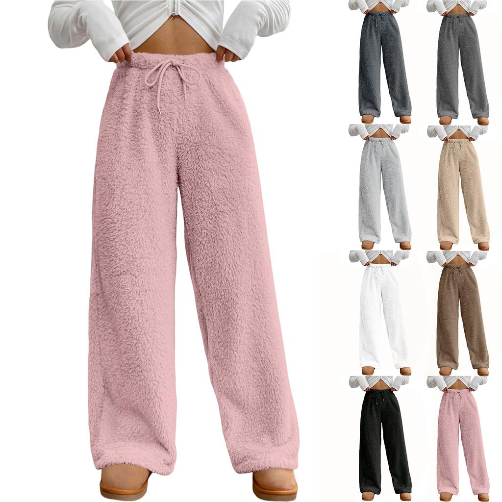 Женские модные плюшевые повседневные брюки однотонные свободные удобные плюшевые теплые брюки