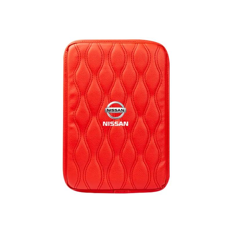 Car Center Console Cover Leather Armrest Mat Arm Storage Box Mat For Nissan Nismo GTR Tiida X e Trail T30 Almera Wheel Center Caps