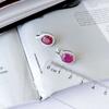 Серебряные серьги с натуральным рубином 8.025ct, фианитами (2165200)