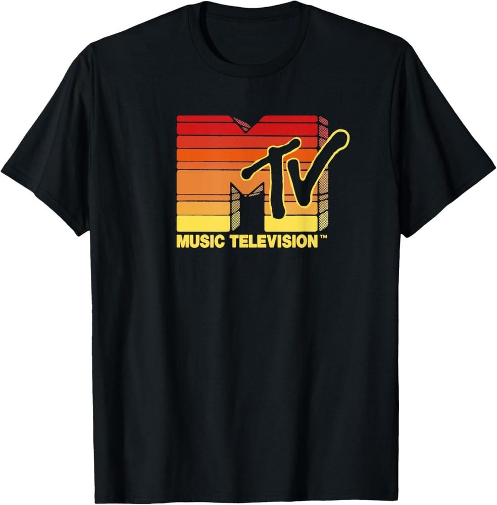Mademark x MTV - Вырезанные вручную солнечные полосы Винтажная футболка с логотипом MTV Унисекс футболка