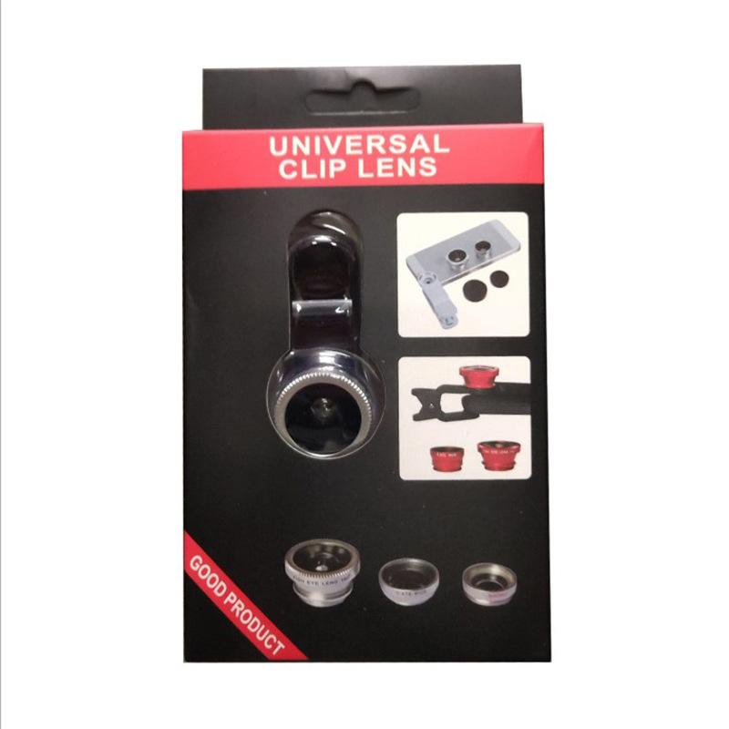 Lens Cover Universal 3 In 1 Clip-On Fishing Eye+Macro+Wide Angle Mobile Phone Lens Camera Kit
