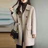 Women's Korean Style Wool Coat - 2024 Autumn/Winter, Age-Reducing, Thickened, Warm, Mid-Length, Loose Fit, Small Size.
