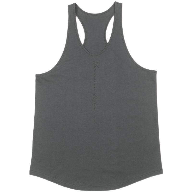 New Sports Vest Men'S Loose Summer Pure Cotton Fitness And Bodybuilding Quick Drying Sleeveless Shoulder White Base Shirt Sleeveless T-Shirt