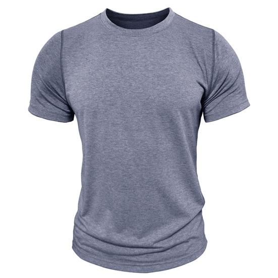Men's Round Neck T-shirt Cotton Solid Color Short Sleeve Basic Tee Pullover