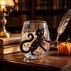 Pumpkin Ghost Glass Halloween Tumbler, Embossed Cat Bat Drinking Glass, Spooky Kitchen Decor Stemless Beverage Cups, Seasonal Drinkware for Party Home