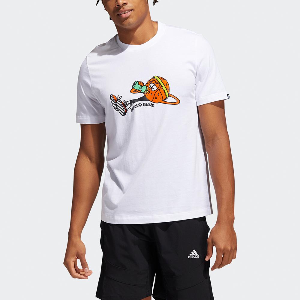 Adidas Спортивная футболка с короткими рукавами Lil Stripe Gato с мультяшным принтом, мужские топы, белые HB5483