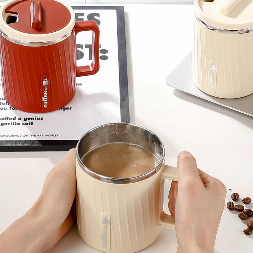 500Ml Portable Insulated Coffee Mug With Handle Leak-proof Double-layer Water Cup Large Capacity 304 Stainless Steel Coffee Cup
