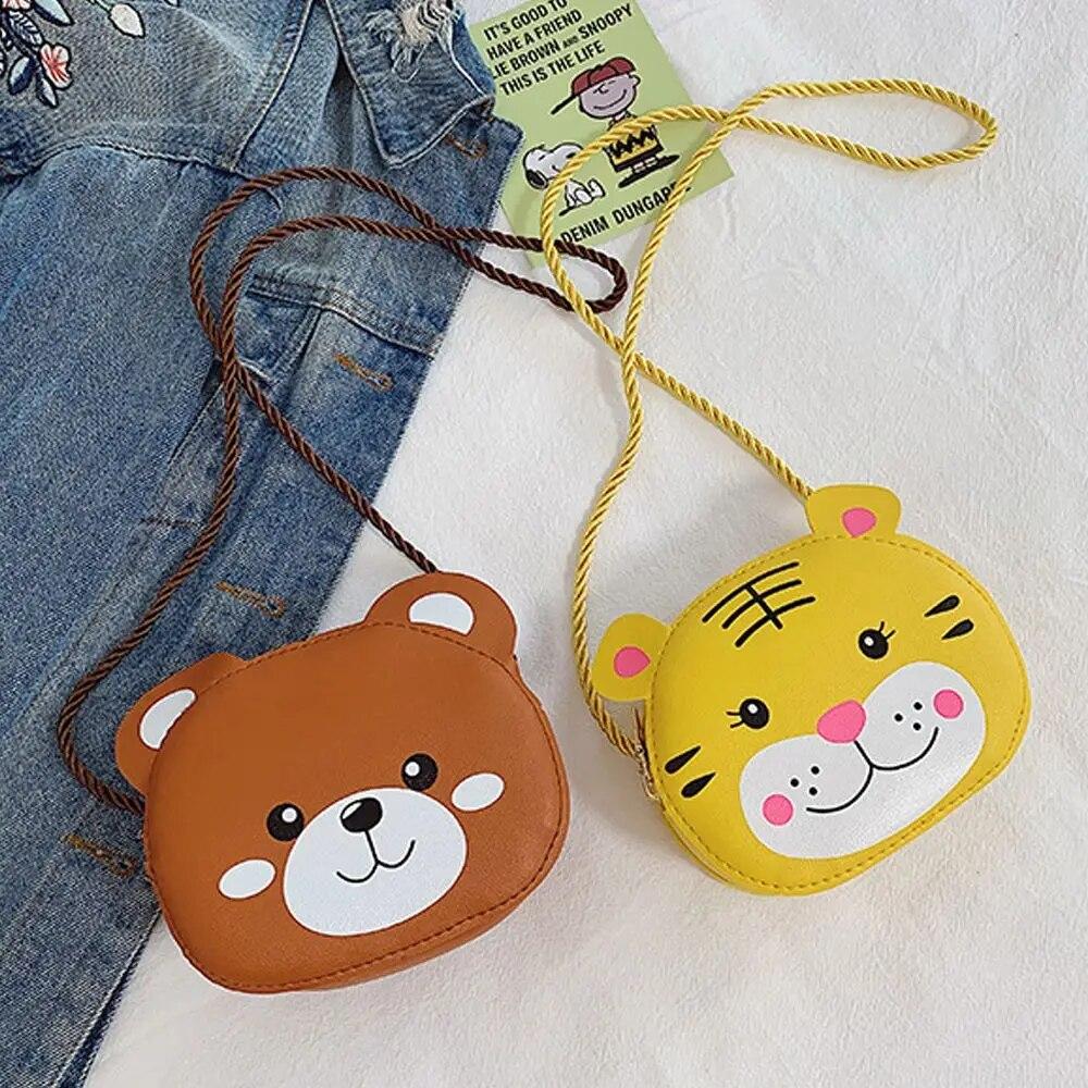 Coin Purses Cartoon Kids Baby Girls Boys Animal Rabbit Bear Handbags PU Leather Cute Crossbody Bags