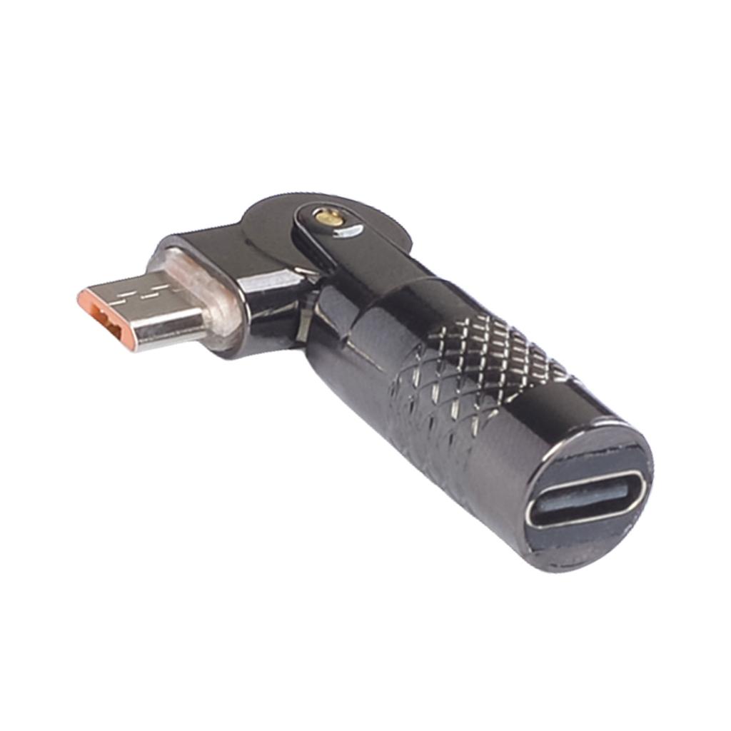 Адаптер Type C на Micro USB, алюминиевый, 4,8 см, вращающийся на 90 градусов, для смартфонов, передача данных 480 Мбит/с, 3 А, быстрая зарядка