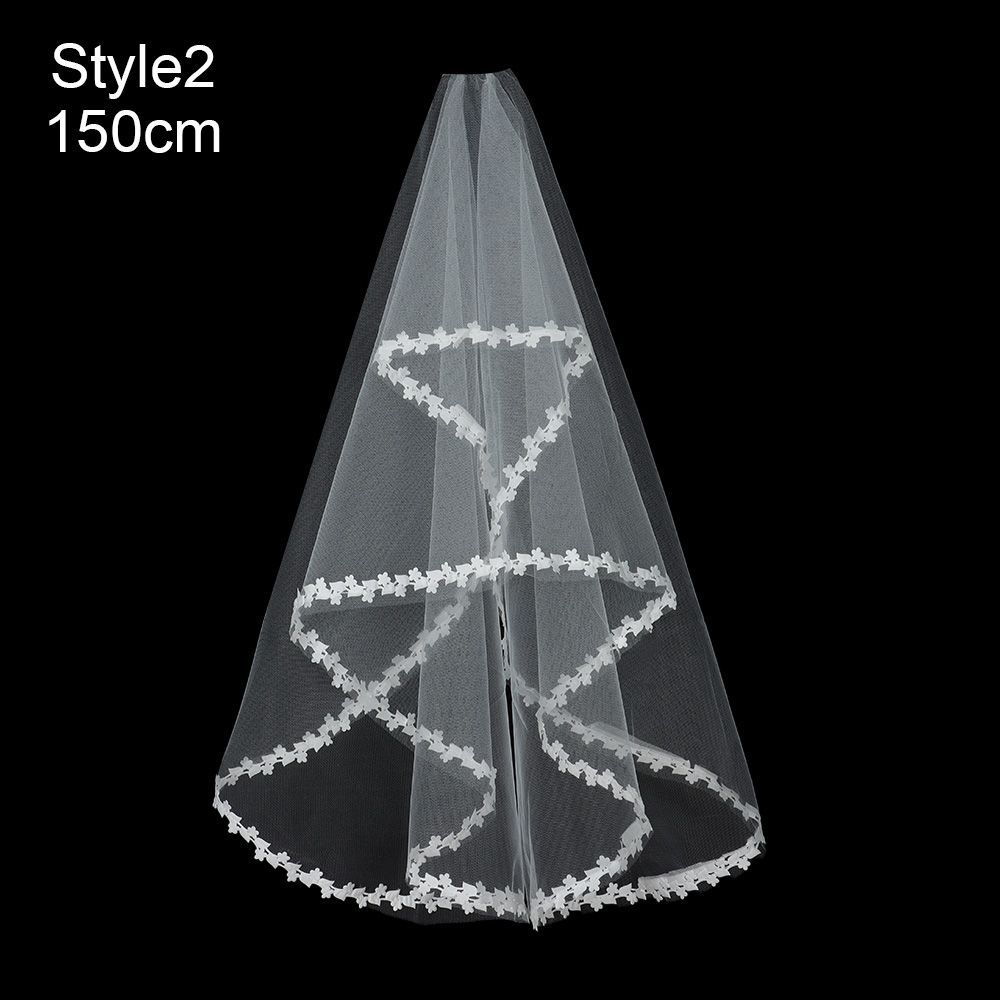 Accessories Photo Veil Short Simple White Ivory Women's Tulle Wedding Veil Lace Edge Bridal Veil