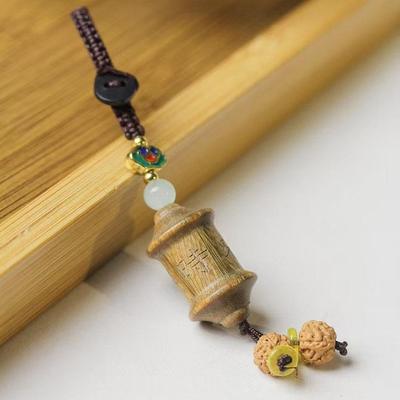 Ключница-молитвенное колесо из зеленого сандала - Подвеска для DIY-украшений и рюкзака