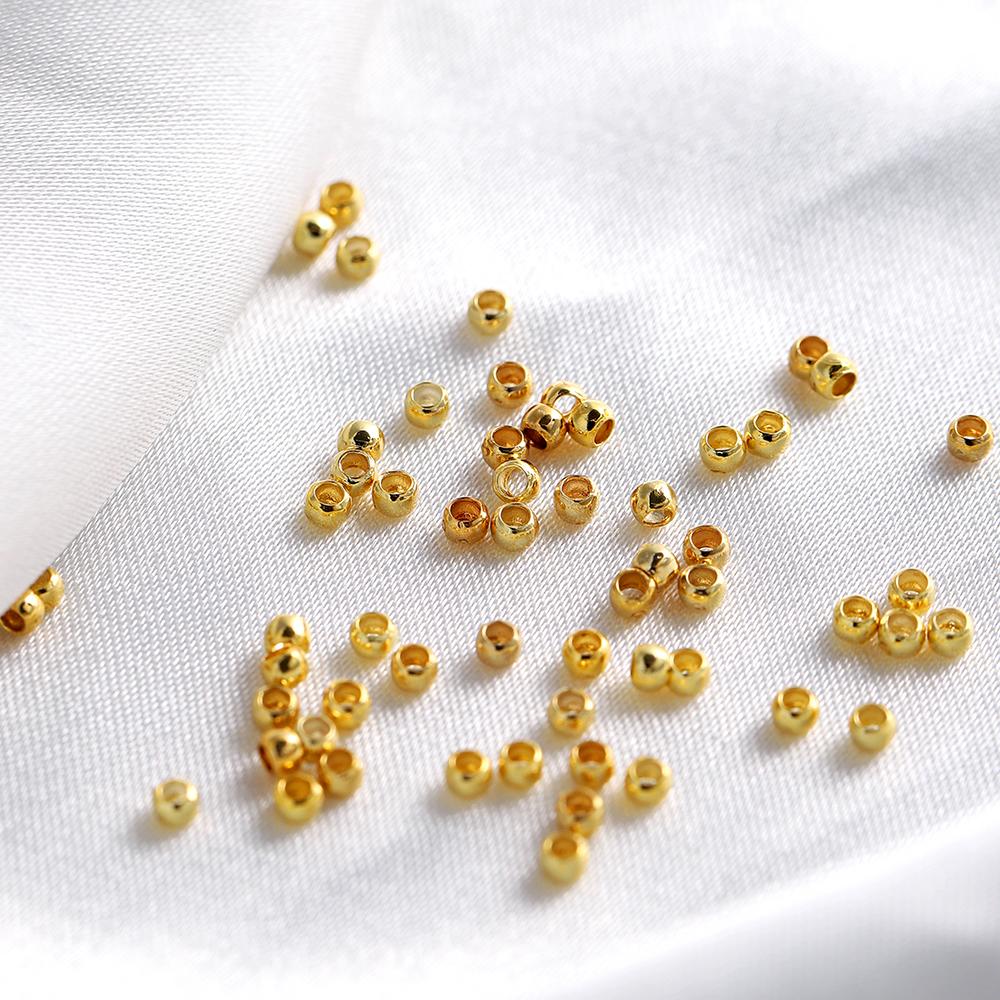 100pcs 1.2 1.5 2mm Stopper Spacer Beads Copper Plating Gold Color Hole Ball Crimp End Beads For Diy Jewelry Making Supplies