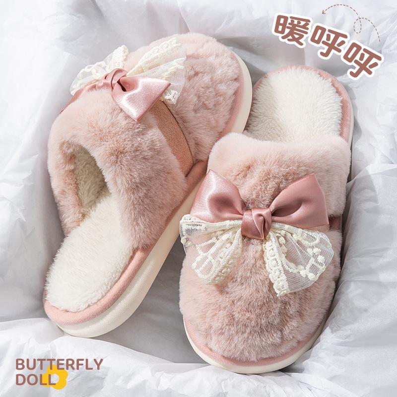 Женские нескользящие водонепроницаемые хлопковые тапочки на толстой подошве – Уютный меховой дизайн для осенне-зимнего периода, для беременных и мужчин