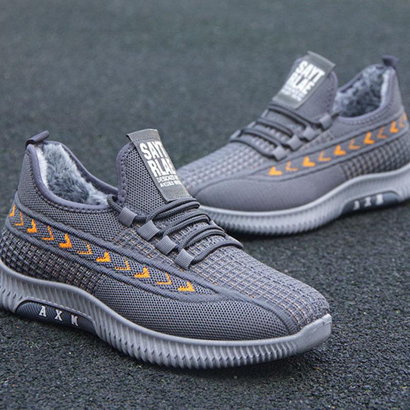 Хлопковая обувь, мужская утолщенная плюшевая теплая мужская нескользящая мягкая подошва, легкая осенне-зимняя спортивная повседневная обувь, зимняя обувь