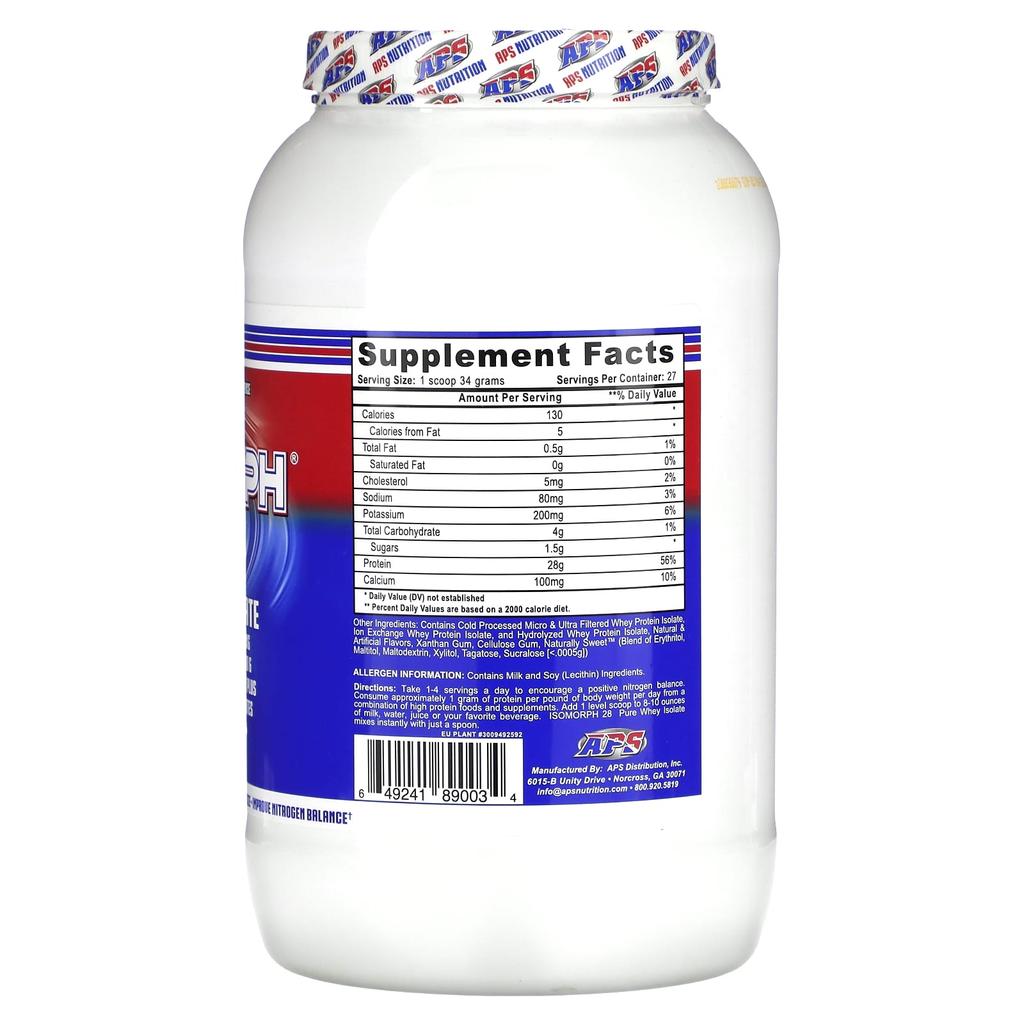 APS Isomorph 28, Pure Whey Isolate, Vanilla Ice Cream, 2 Lb (907 G)