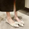 Bow single shoes women's 2025 spring new pointed single shoes women's with skirts soft-soled ladyshoes Korean version Doudou shoes women
