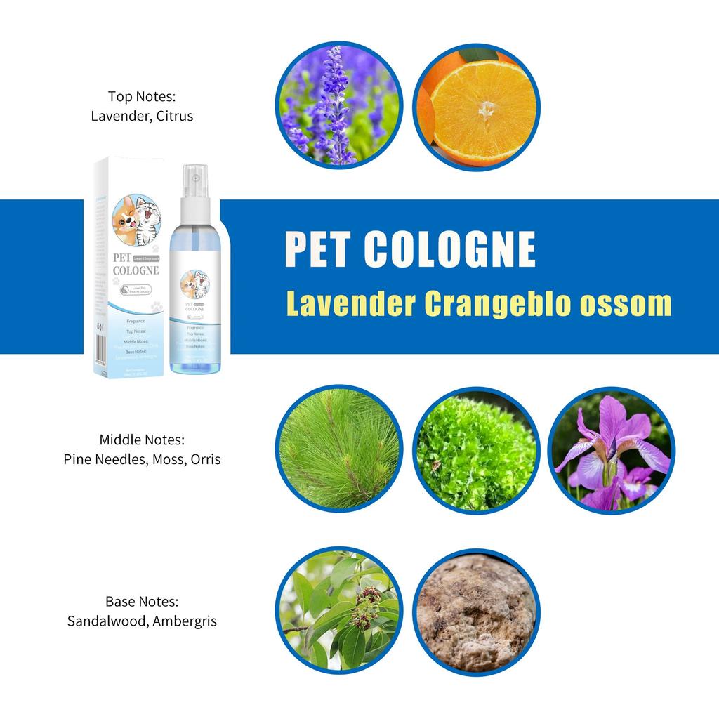 Спрей для питомцев, Кондиционирующий и Удаляющий запах, Парфюм для удаления запаха питомцев для всех типов шерсти, 100 мл/3,4 унции