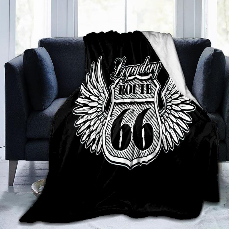 1PC Highway 66 pattern blanket, all season lightweight home office outdoor nap multifunctional blanket