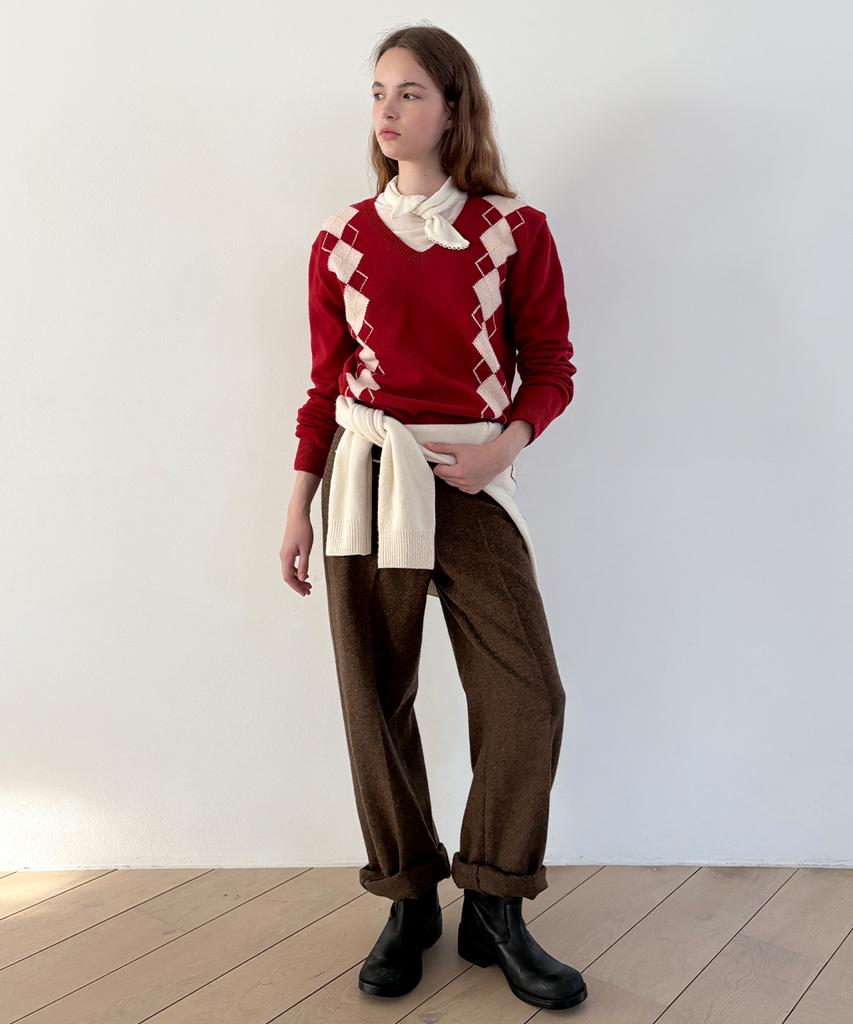 SINOON Sn Wool Blend Straight Pants (Brown)