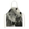 Женский кухонный фартук с принтом льва и лошади, детский льняной фартук-нагрудник для уборки дома, водонепроницаемые аксессуары для выпечки и выпечки