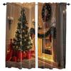 Christmas Tree Wreath Gifts Fireplace Curtain For Living Room Kids Bedroom Kitchen Window Curtains Home Essentials Drapes