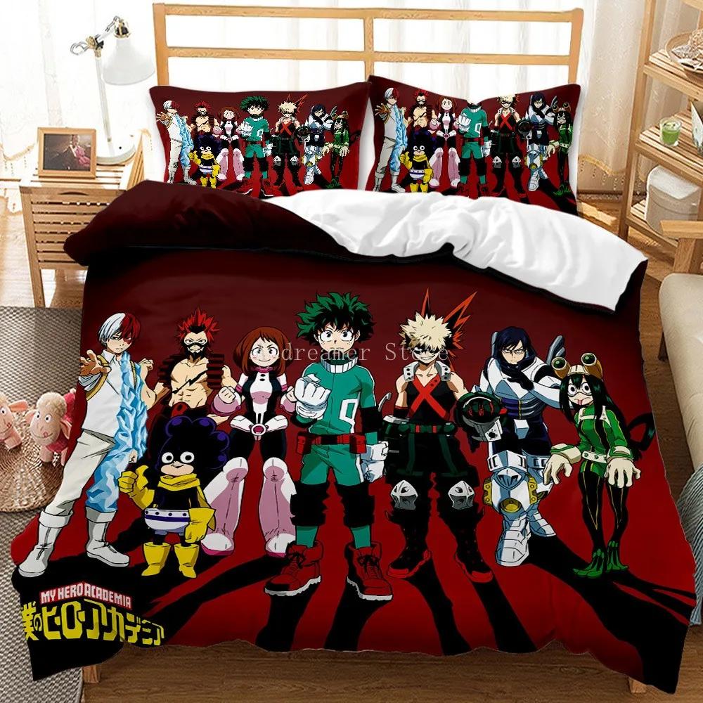 Anime My Hero Academia Printed Bedding Collection Cartoon Duvet Covers Pillowcases Comforter Bedding Collection Bedclothes With Bed Linen