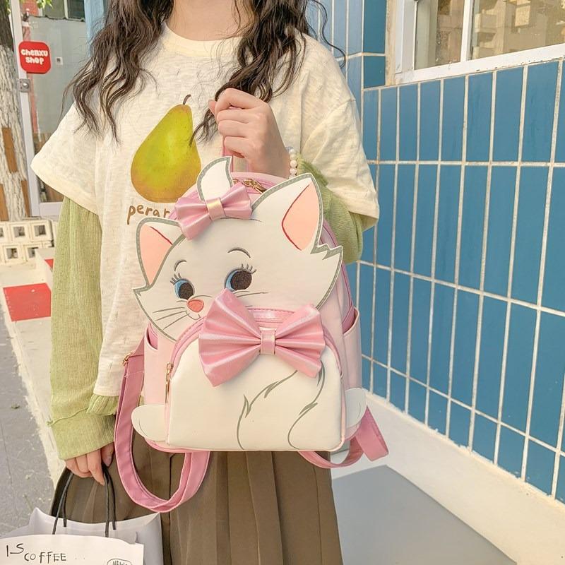 Cartoon White Bow Kitten Cartoon Backpack New Girl Heart Sweet Girl Cute Portable Backpack