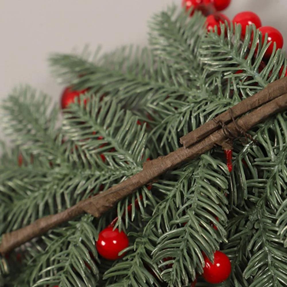 Pre-Lighted Christmas Swag with Ribbon Bow Red Berries for Mailbox,Front Door,Window,Outdoor Stair Decoration(2PACK)