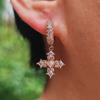 Fashion Cross Earrings for Women 2025 New Golden Zirconia Drop Earring Statement Party Jewelry Accessories