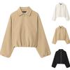 Women's Solid Color Fashionable Sleeve Long Sleeved Zipper Casual Top Jacket Jacket