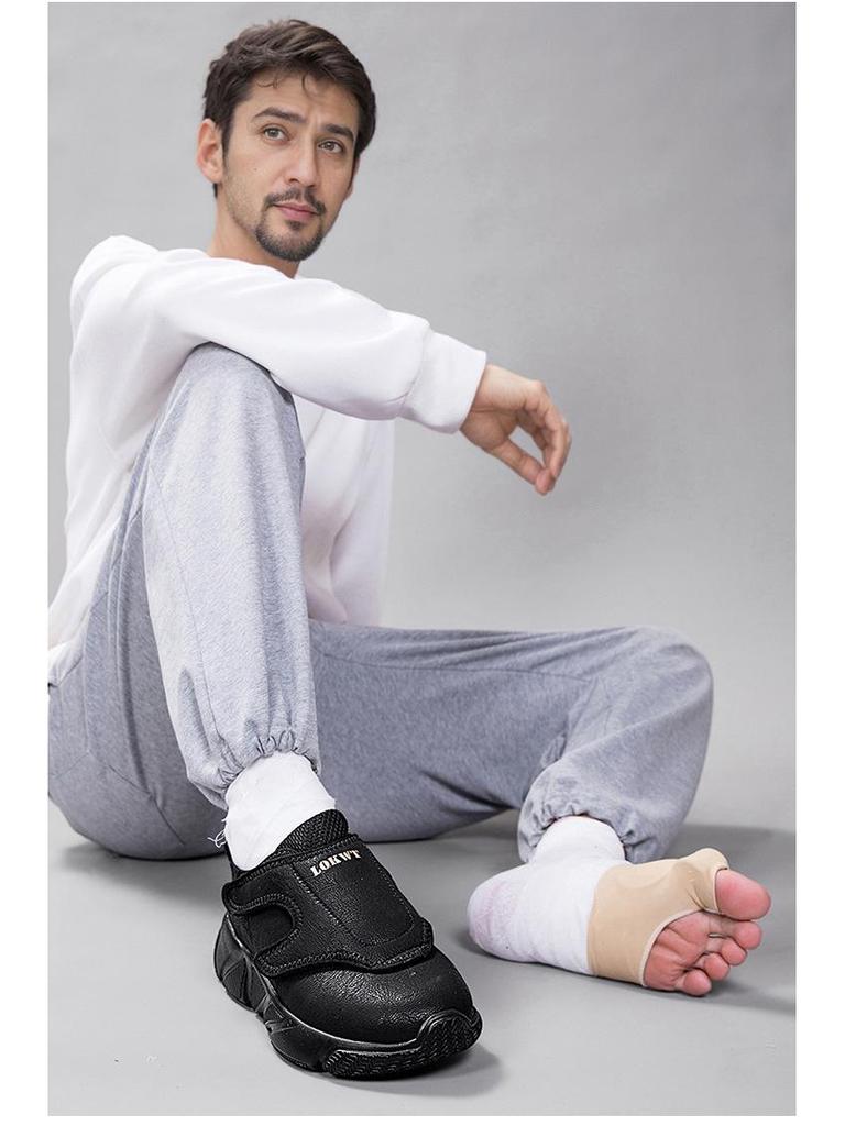 Men's Wide-Foot Leather Walking Shoes for Swollen Feet and Hallux Valgus - Warm, Cushioned, Elderly-Friendly.