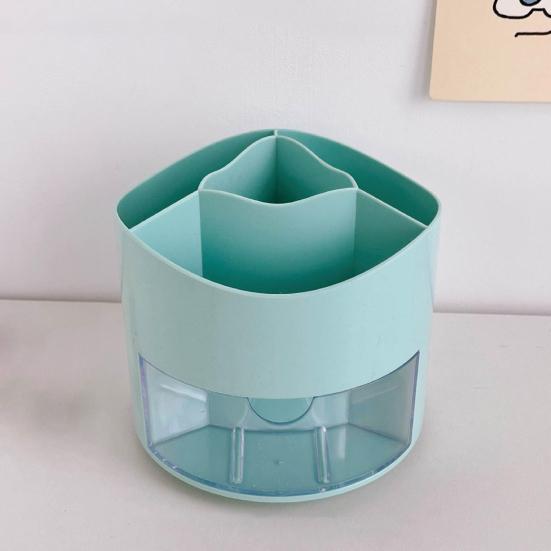 360 Degree Rotating Pen Holder Desk Organizer Pencil Cup with 4 Compartments Art Supply Storage Box for Office Home