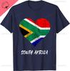 South Africa Heart South African Flag Safari South African T-Shirt Men's 100% Cotton Casual T-shirts Loose Fan Top Size S-3XL