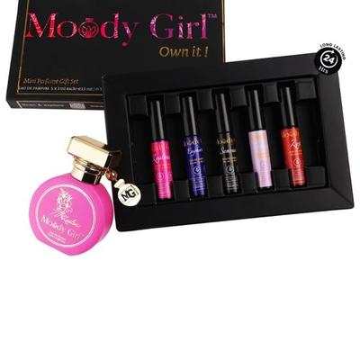Moody Girl Zealous Luxury Perfume 20 мл + Карманные духи Подарочный набор Упаковка из 5 штук (по 3 мл каждый) Ваниль, Гурманский, Орехи и Карамель Мускусный 24-часовая Стойкость