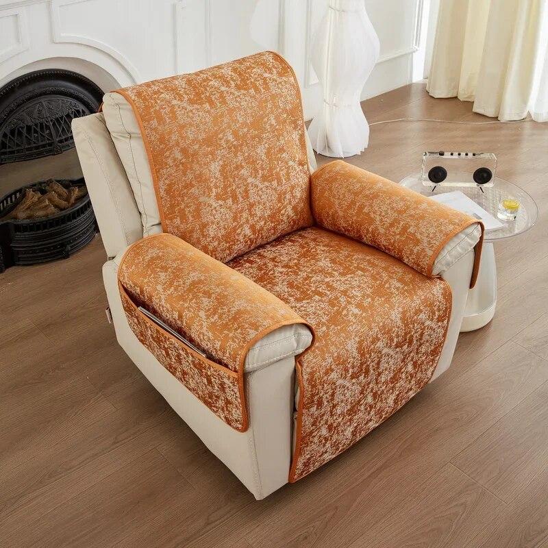 Recliner Sofa Cover Towel Armchair Case Sofa Mat Anti-Dust Non-Slip Lazy Boy Chair Cover Solid Color Universal Seat Cover
