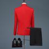 Men Stylish Embroidery Black Red White Blue Gold Floral Pattern 2 Sets Suits Stage Singer Wedding Groom Jacket Pants 2 Pieces