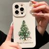 Creative Merry Christmas Tree Print Case for iPhone 16 15 14 11 13 12 Pro Max Cover iPhone 16E 7 8 Plus SE Winter Pattern Shockproof Soft Phone Cover
