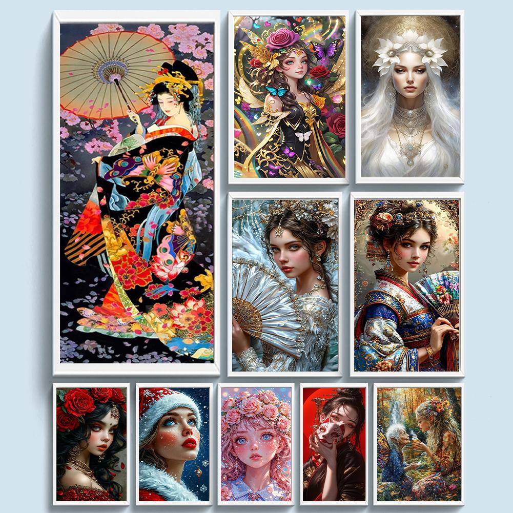 Полный комплект для вышивки крестиком «Девушка» из эко-хлопка 14CT