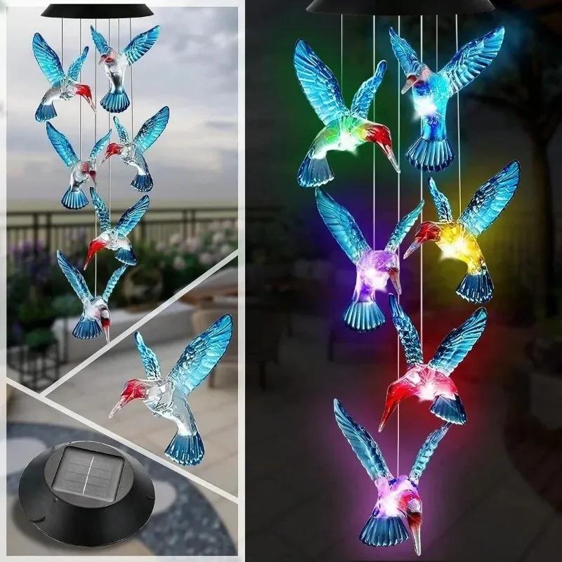 1 шт. Солнечный голубой колибри колокольчик ветра уличный декор декор для двора для Рождества подарок для садоводства подарок на день рождения