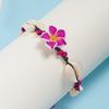Boho Pink Frangipani Flower Bracelet for Women Natural Cowrie Shell Handmade Braided Rope Bangle Summer Beach Party Jewelry Gift