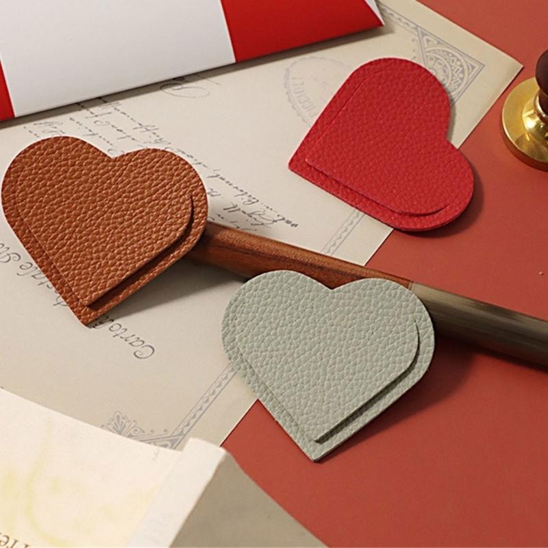 10 Pcs Bible Bookmarks PU Leather Bookmarks Heart Shaped Bookmarks Creative Page Marker Reading Supplies for Teacher