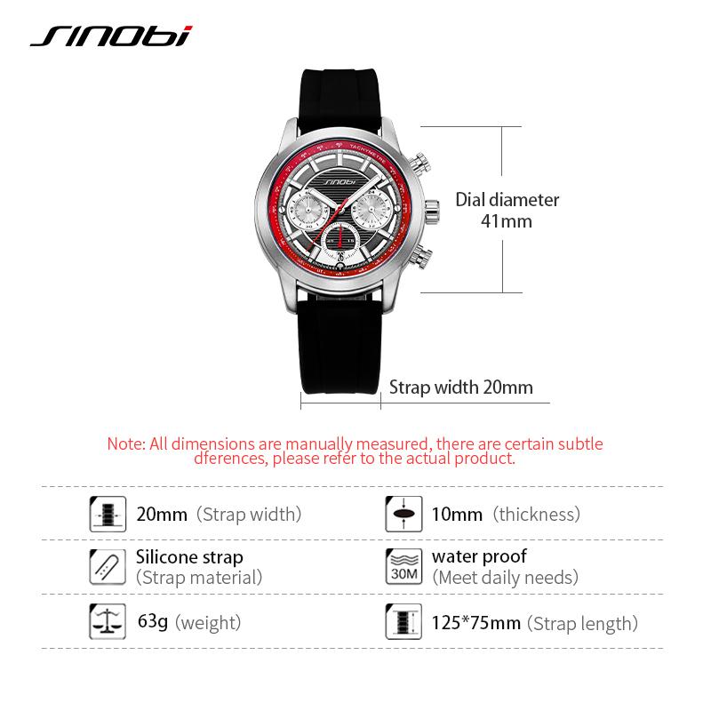 Лучшие роскошные мужские часы Sinobi с оригинальным дизайном, модные спортивные хронографы, мужские кварцевые наручные часы с календарем, мужские часы Relojio