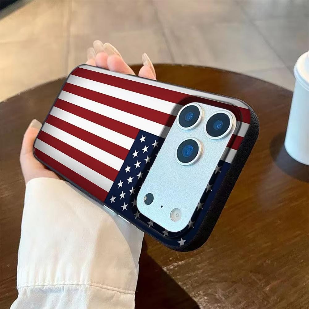 Чехол для телефона с узором американского флага для iPhone 17 Pro Max 16 15 Plus 14 13 12 11 Pro 16E 17Air XR XS Мягкий чехол с текстурой личи
