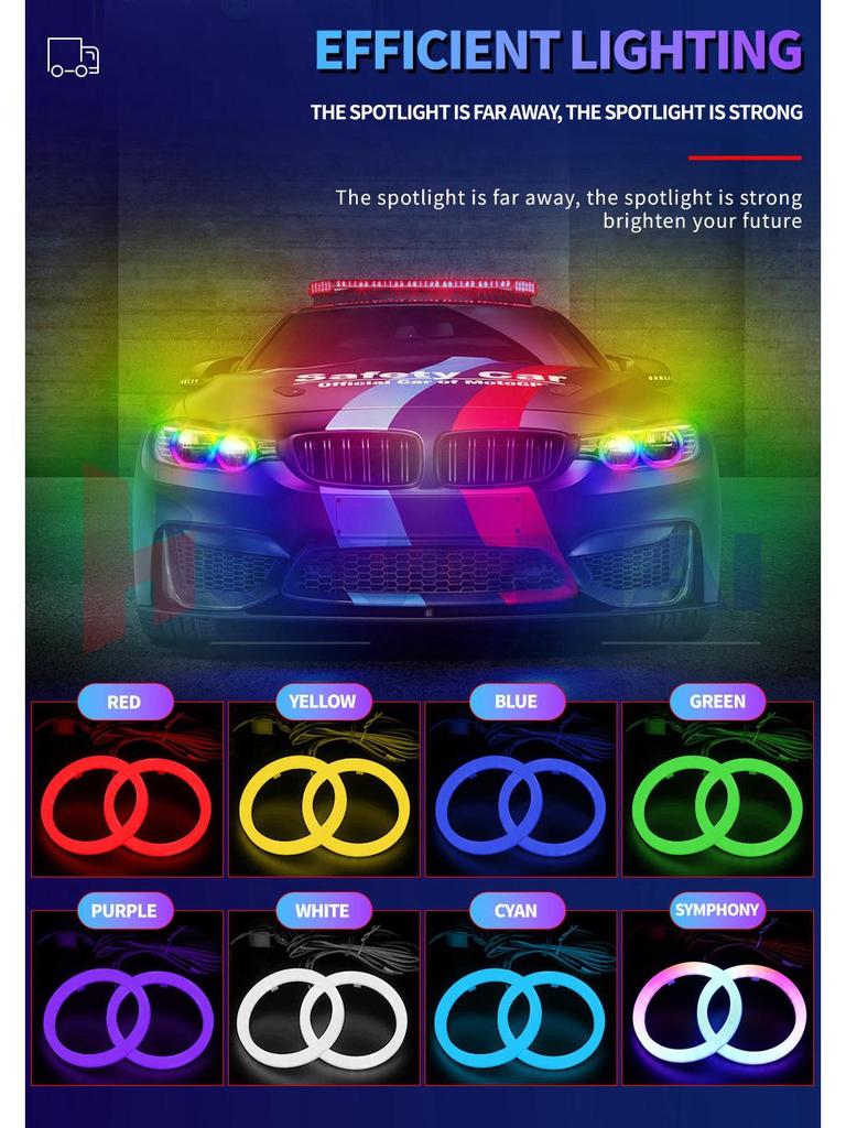 Светодиодные фары WANGHOI Angel Eye: Дневные ходовые огни с изменяемым цветом, управляемые по Bluetooth
