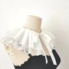Girls Ruffled Decorative Collar Elegant Pleated Shawl Scarf Casual Detachable Layered Ribbon Tie False Collar Sweater