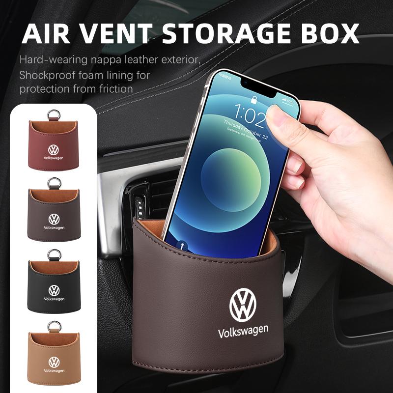 Car Air Vent Storage Box Leather Vehicle Vent Mount Storage Pouch For Volkswagen VW Scirocco Jetta Beetle Golf 4 5 6 Passat Polo zj0