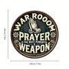 Vintage Round Wood Logo-"War Room Prayer Is the Most Powerful weapon"Wall Decoration with Cross and Hand Design-perfect for Home