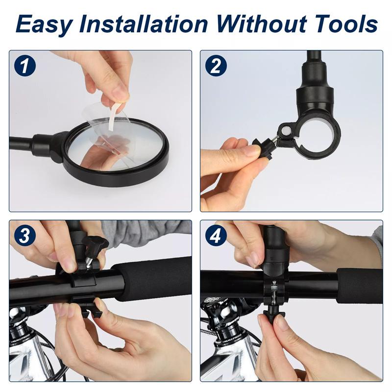 2Pcs Long Bicycle Rearview Handlebar Mirrors 360Fahrenheitor Mountain Road Bike Motorcycle Bendable Hose Adjustable Rearview Mirror