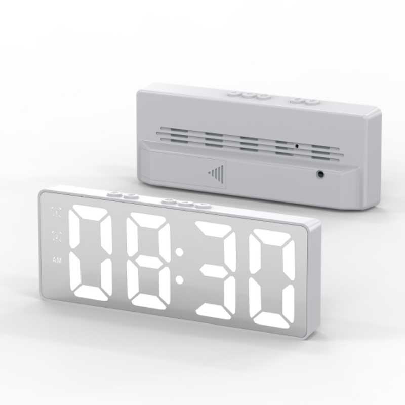 Светодиодный электронный зеркальный будильник с цифровыми часами и регулятором звука. Часы с температурой. Украшение рабочего стола.