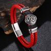 Genuine Leather Bracelet For Men Punk Braided Rope Steel Magnetic Button Male Bracelet Jewelry Birthday Gift Bb1337